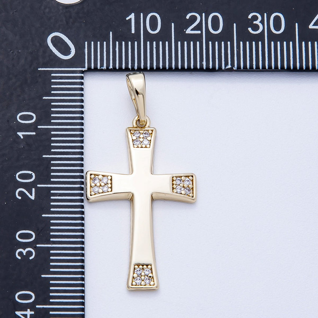 14K Gold Filled 29mm Micro Paved CZ Passion Cross Pendant | Charms-00352
