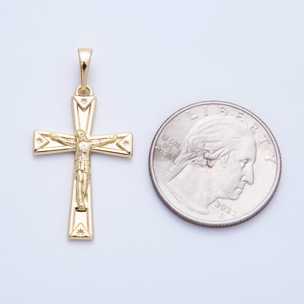 14K Gold Filled 30mm Crucifix Star Passion Cross Religious Pendant | Charms-00214