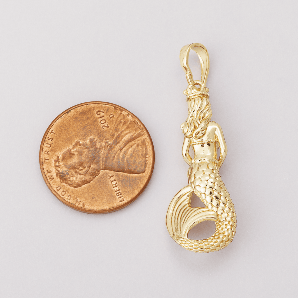 14K Gold Filled 30mm Mermaid Sea Multidimensional 3D Pendant | I00004