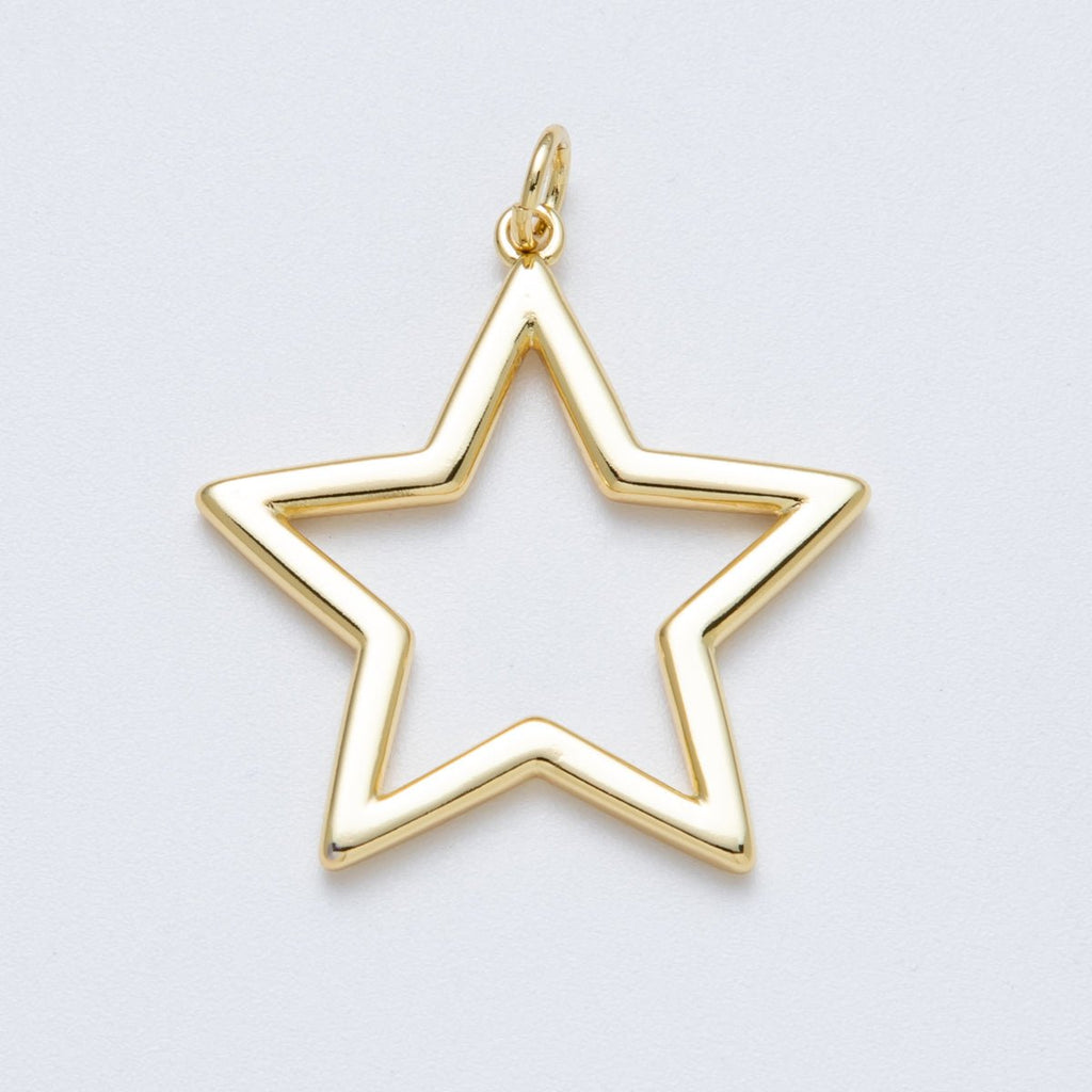 14K Gold Filled 32.5mm Minimalist Open Celestial Star Charm | Charms-00036