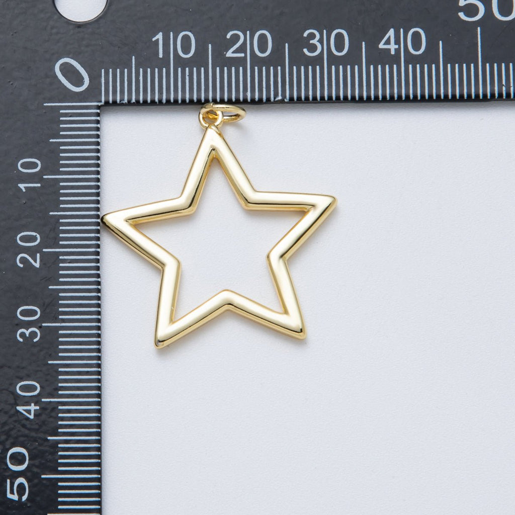 14K Gold Filled 32.5mm Minimalist Open Celestial Star Charm | Charms-00036