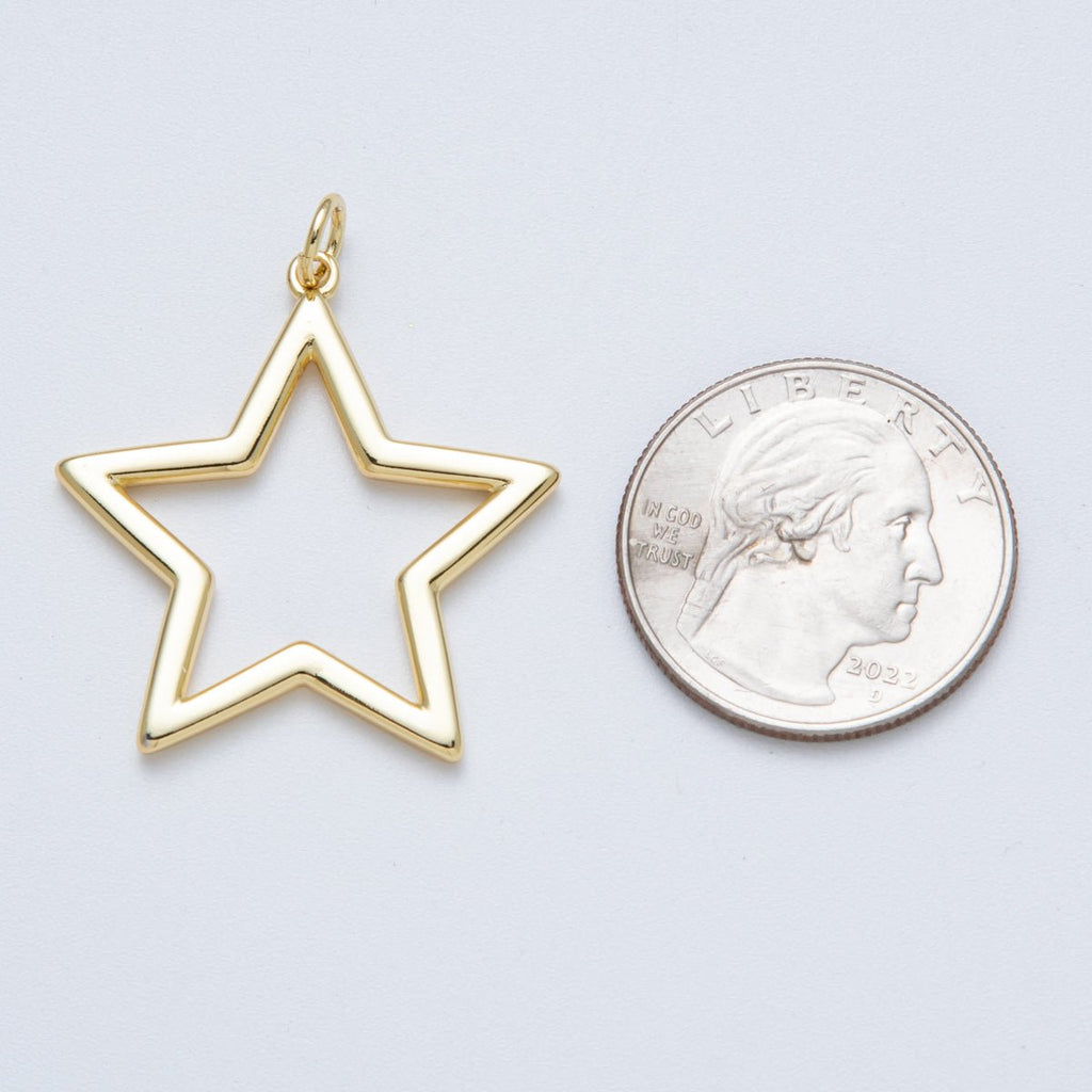 14K Gold Filled 32.5mm Minimalist Open Celestial Star Charm | Charms-00036