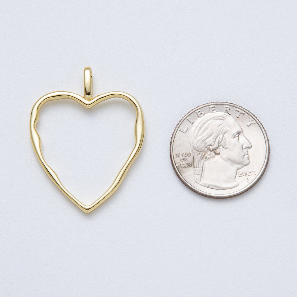 14K Gold Filled 36mm Minimalist Open Molten Heart Charm | Charms-00038