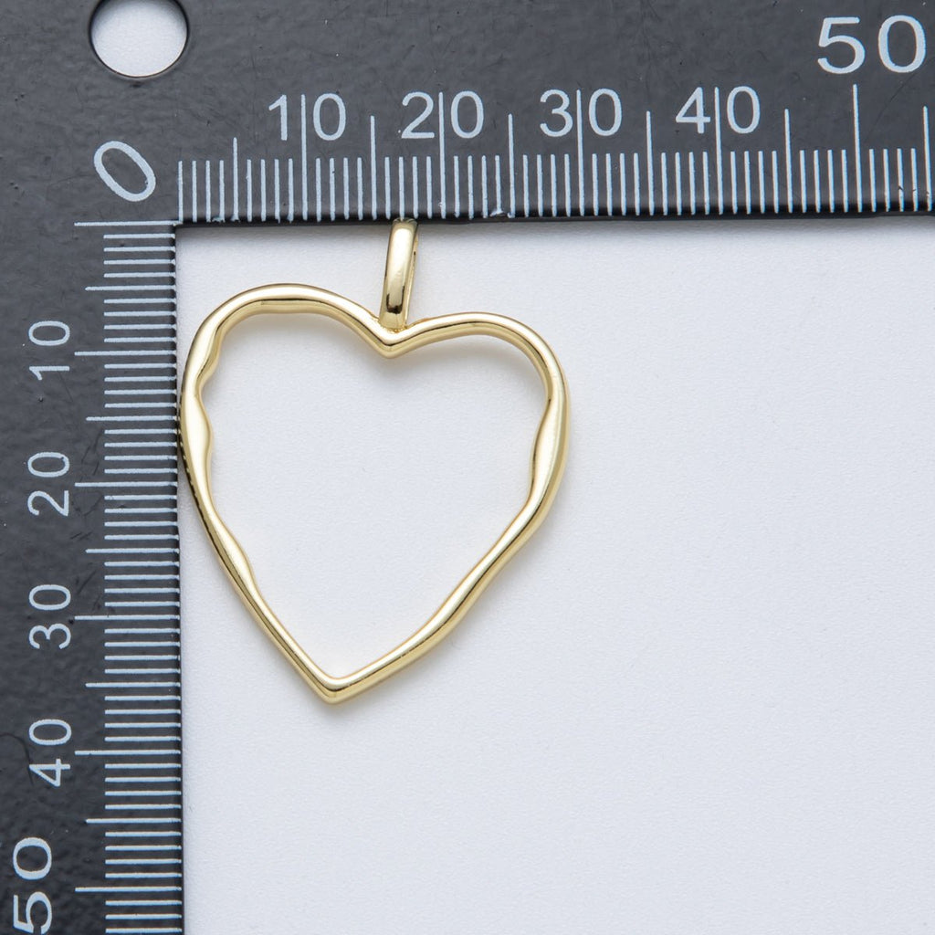 14K Gold Filled 36mm Minimalist Open Molten Heart Charm | Charms-00038