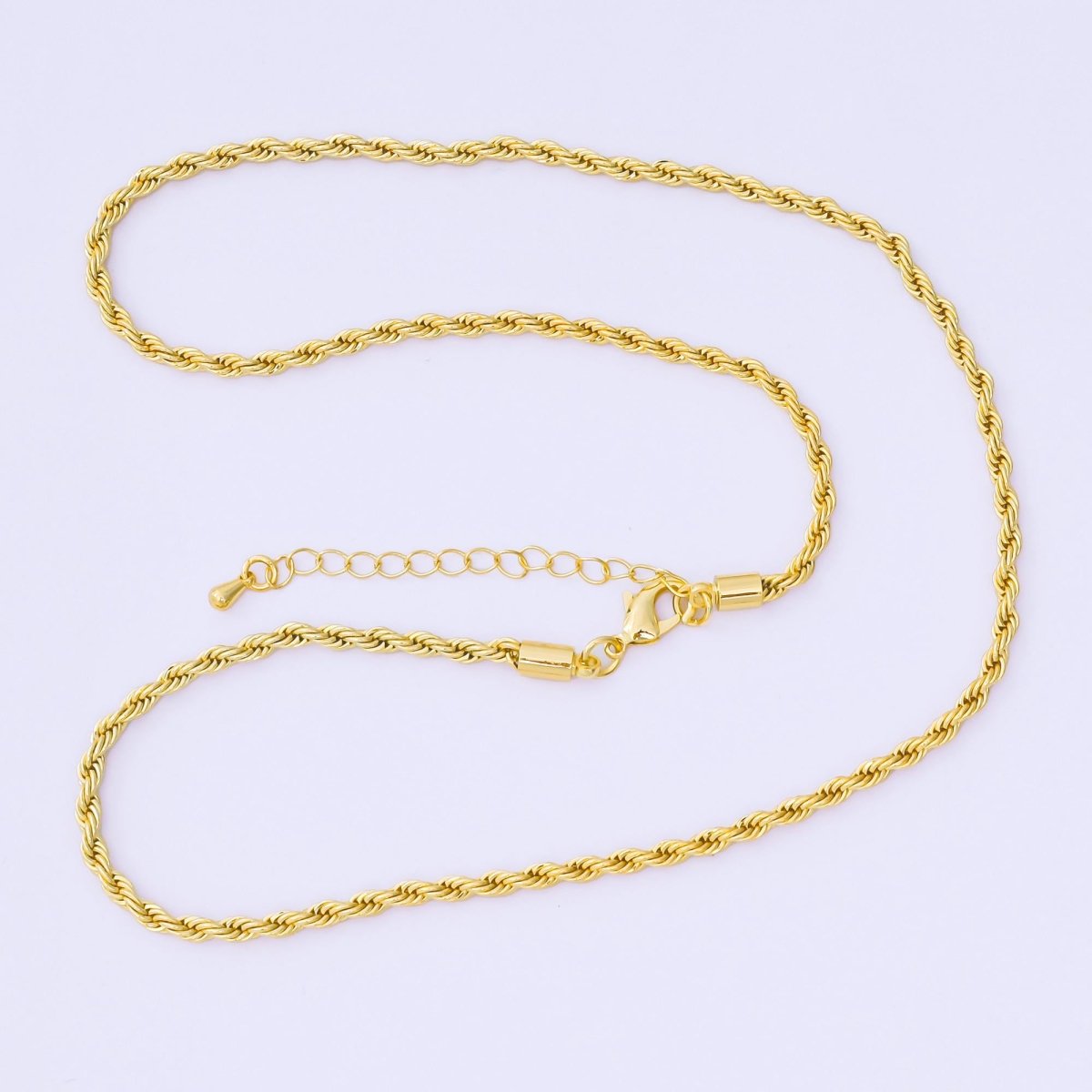 14K Gold Filled 3mm Rope Chain 18.5 Inch Necklace w. Extender | WA-1373