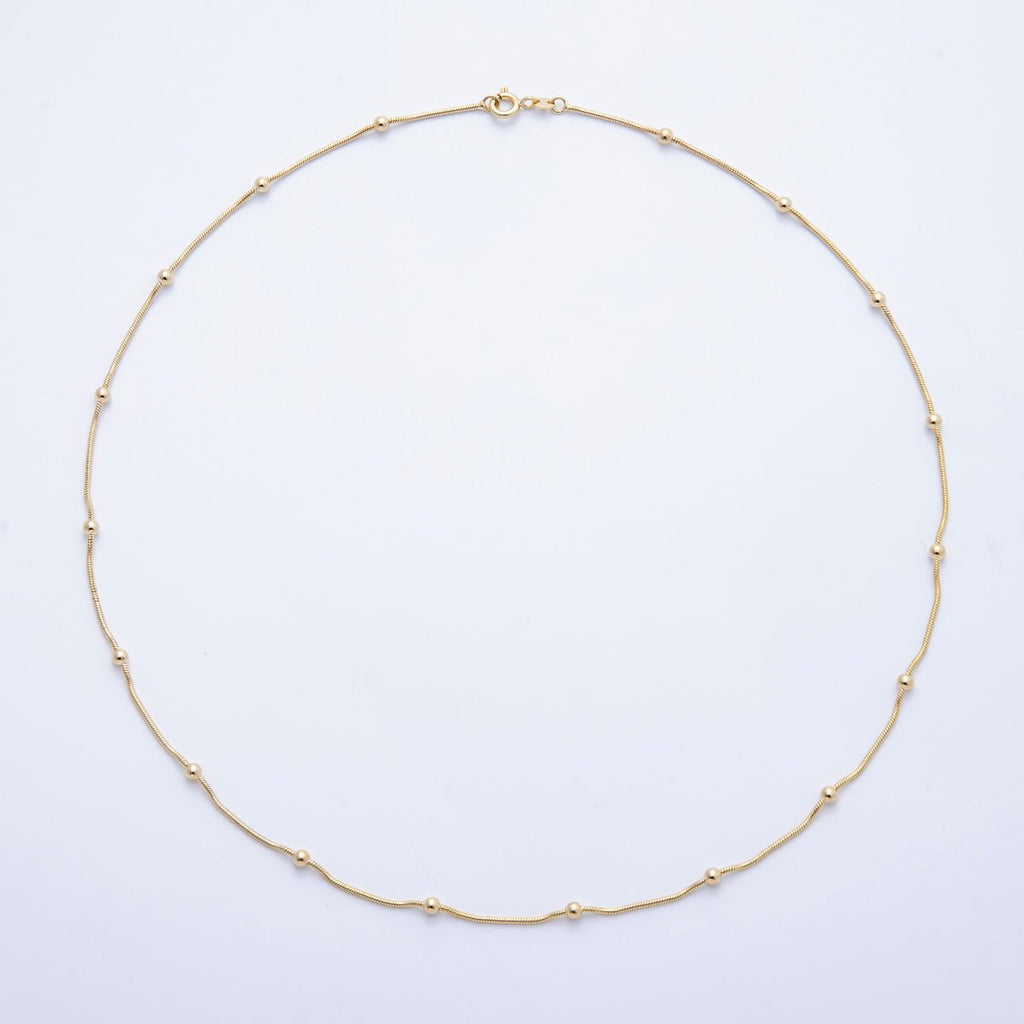 14K Gold Filled 3mm Round Ball Satellite Snake Chain 19 Inch Necklace | WA-04194