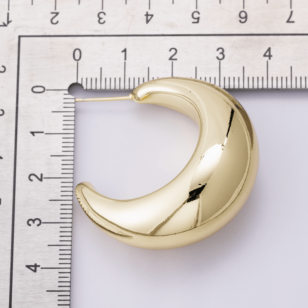 14K Gold Filled 40mm Minimalist Dome C-Shaped Hoop Earrings | P00408