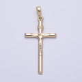14K Gold Filled 40mm Religious Crucifix Cross Minimalist Pendant | Charms-00567