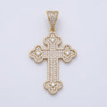 14K Gold Filled 43mm Micro Paved CZ Bottony Cross Pendant | Charms-00134