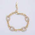 14K Gold Filled 5mm Clear Micro Paved CZ Cable Chain 7 Inch Bracelet w. Extender | WA-4100