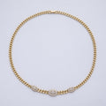 14K Gold Filled 5mm Clear Micro Paved CZ Oval Curb Chain 18.3 Inch Necklace | WA-4095