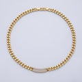 14K Gold Filled 8.5mm Micro Paved CZ Curb Chain 19 Inch Necklace | WA-4091