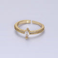 14K Gold Filled Clear Marquise Micro Paved CZ Solitaire Ring