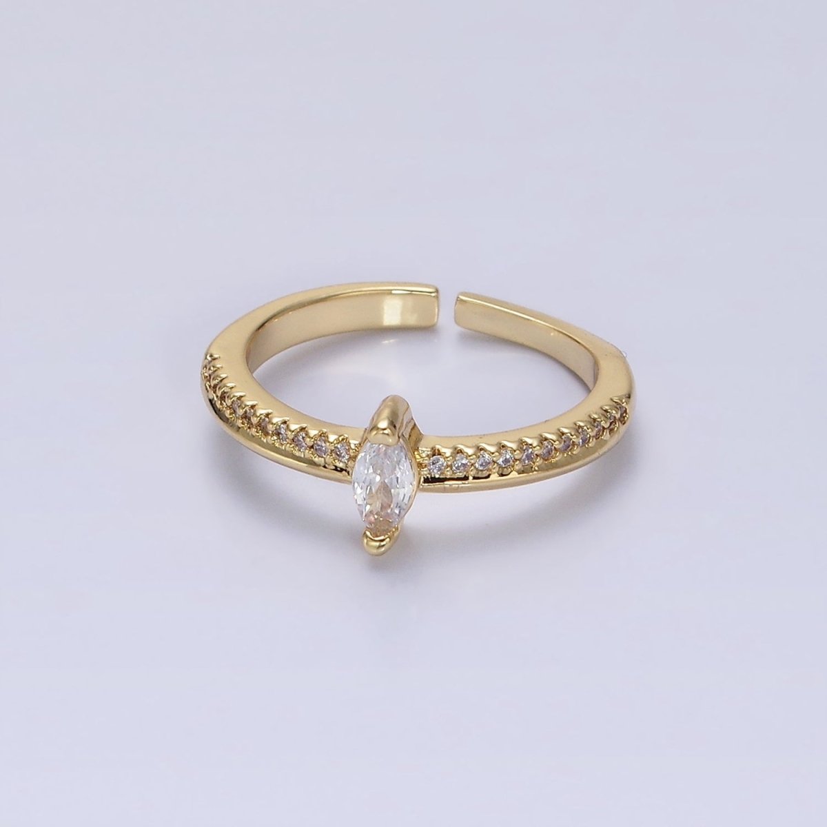 14K Gold Filled Clear Marquise Micro Paved CZ Solitaire Ring