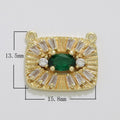 14K Gold Filled 13.5mm Green CZ Evil Eye Marquise Baguette Sunburst Rectangular Connector | Y374