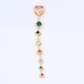 14K Gold Filled Heart Rhombus Multicolor CZ Drop Bead in Gold & Silver | B481