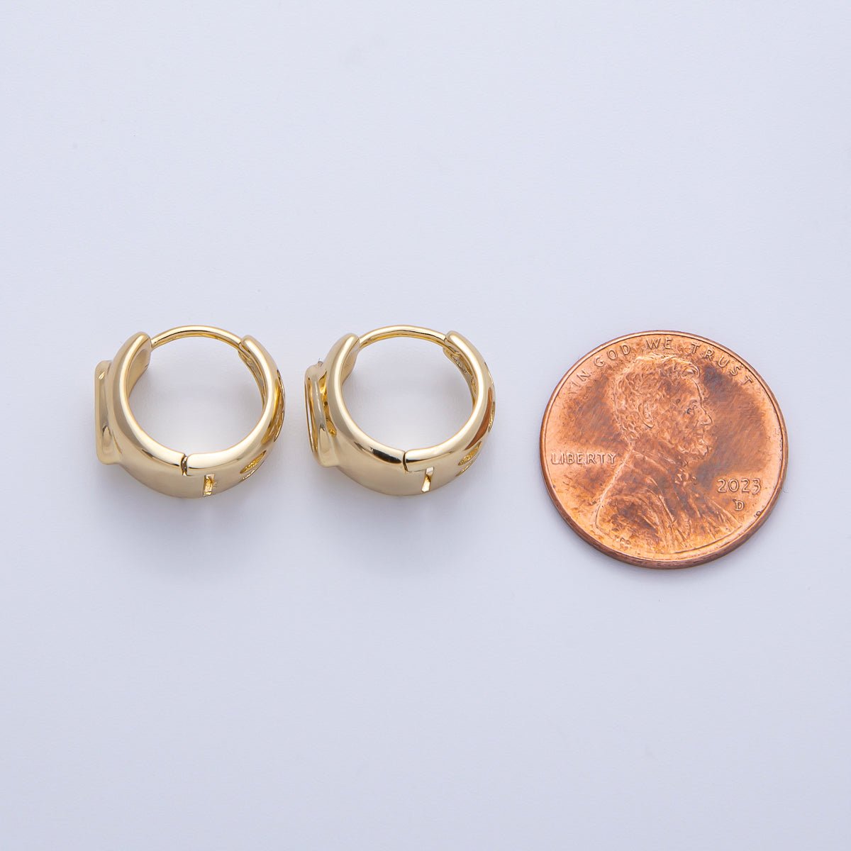 14K Gold Filled 13mm Clear Marquise CZ Wide Dome Cartilage Huggie | Earrings-00073