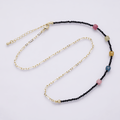 14K Gold Filled Multicolor Black Multifaceted Gemstone Paperclip Chain Half 17.5 Inch Necklace w. Extender | WA-04169