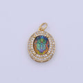 14K Gold Filled Multicolor, Purple, Yellow, Blue Iridescent Thermal CZ Micro Paved Oval Charm | AG070 - AG073