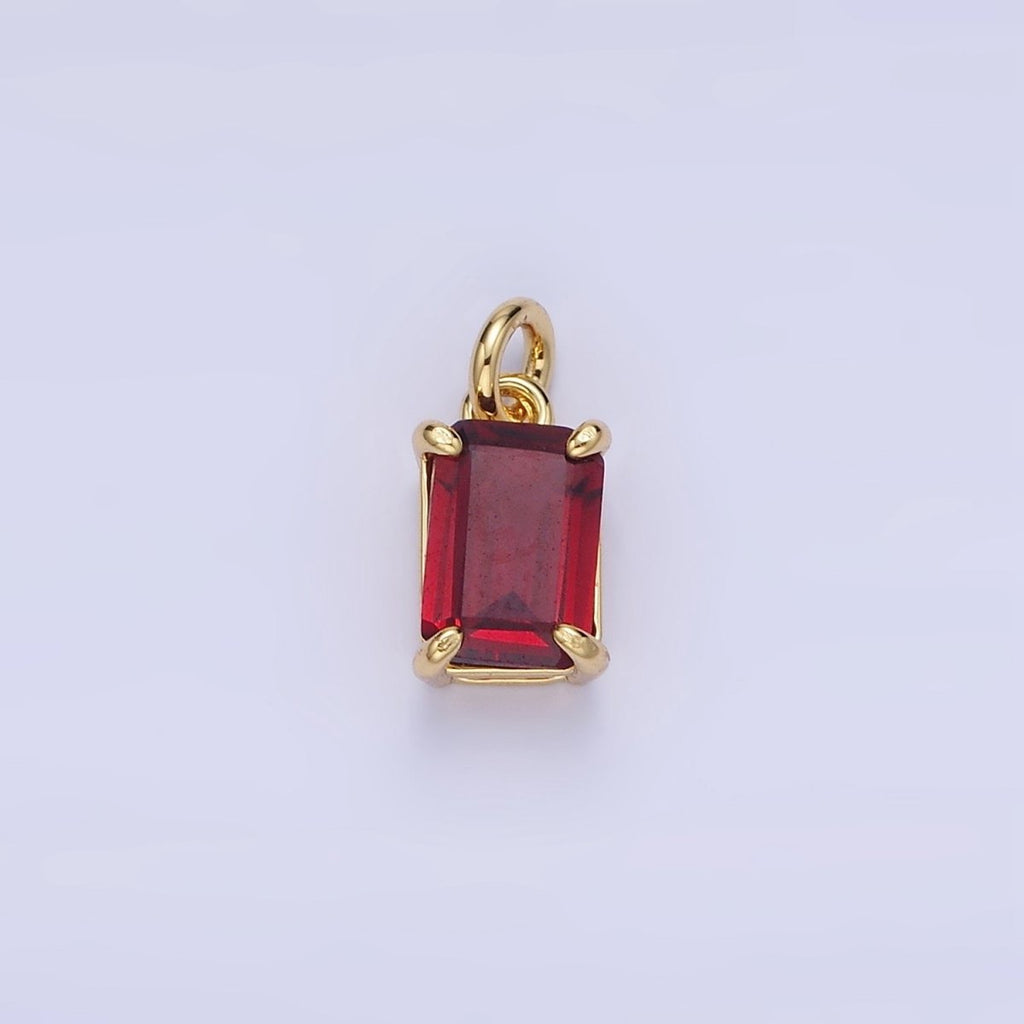 14K Gold Filled Red CZ Baguette Birthstone Add-On Charm | C446