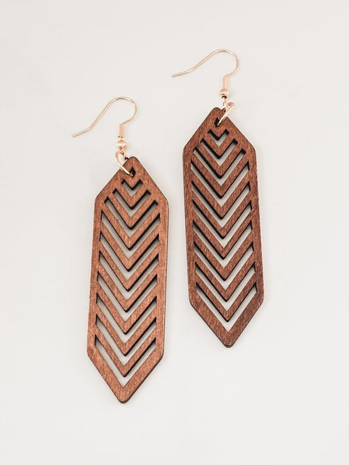 Beautiful Brown Wooden Laser Cut Earrings