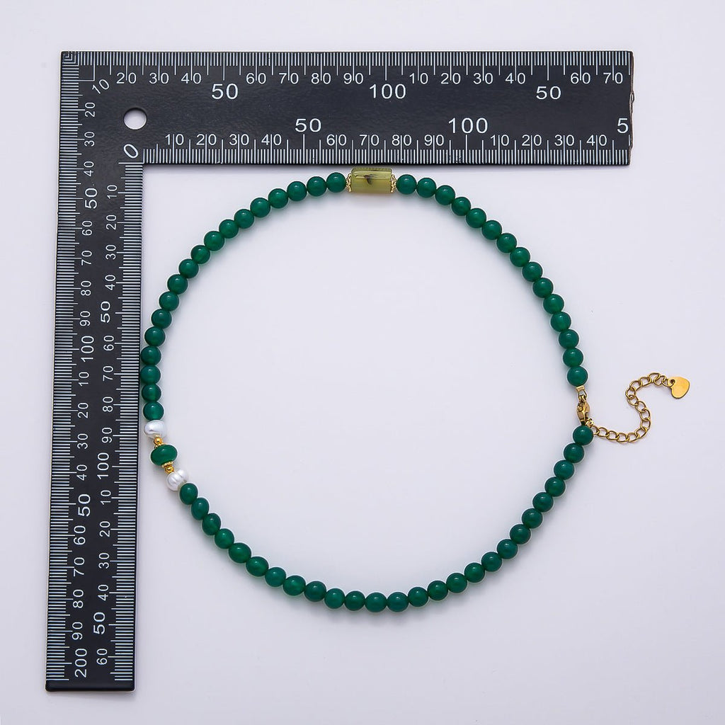 Stainless Steel 8mm Round Bead Gemstone 16 inch Necklace w 2 Inch Extender | WA-04460 ~ WA-04465