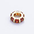 16K Gold Filled 10.5mm Personalized Birthstone Micro Paved Round CZ Rondelle Spacer Set | Beads-00113 - Beads-00124