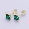 16K Gold Filled 10.6mm Green CZ Rhodium Plated Open Loop Drop Stud Earring | Findings-00097