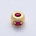 16K Gold Filled 10mm Birthstone Oval Micro Paved CZ Chubby Rondelle Bead | Beads-00375 ~ Beads-00386