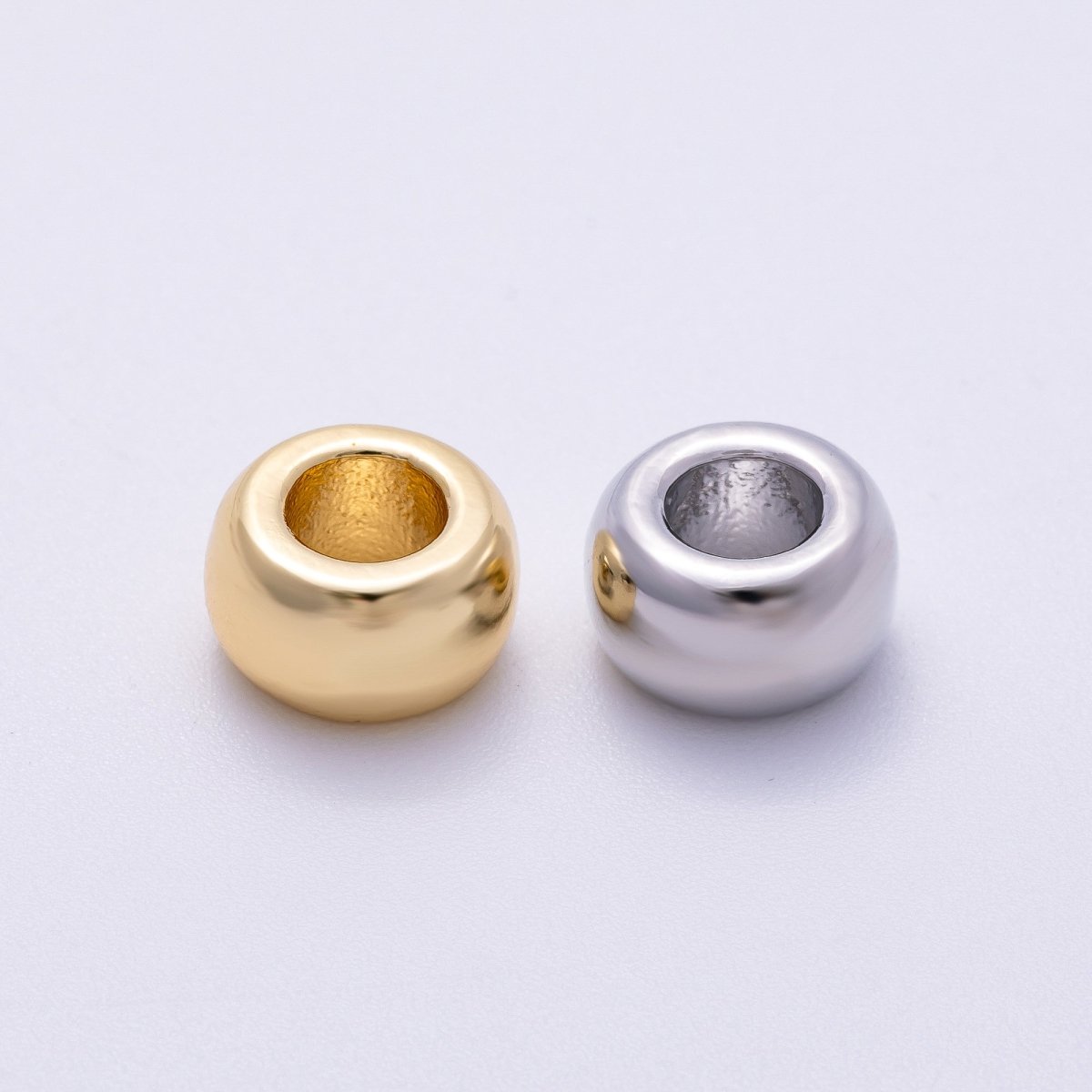16K Gold Filled 10mm Chubby Round Thick Spacer Rondelle in Gold & Silver | Beads-00239 Beads-00240