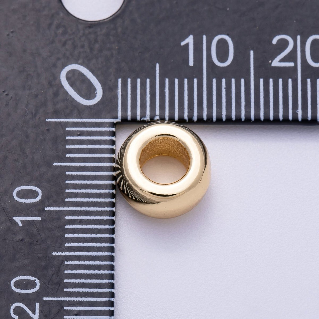 16K Gold Filled 10mm Chubby Round Thick Spacer Rondelle in Gold & Silver | Beads-00239 Beads-00240