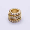 16K Gold Filled 10mm Clear Micro Paved CZ Multiple Band Bead | Beads-00537