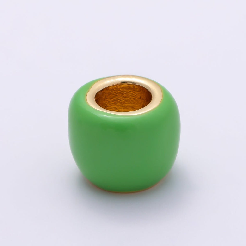 16K Gold Filled 10mm Colorful Enamel Large Hole Wide Rondelle Spacer Beads | Beads-00302 ~ Beads-00312