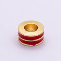 16K Gold Filled 10mm Enamel Double Lined Rondelle Spacer Beads | Beads-00327 ~ Beads-00338