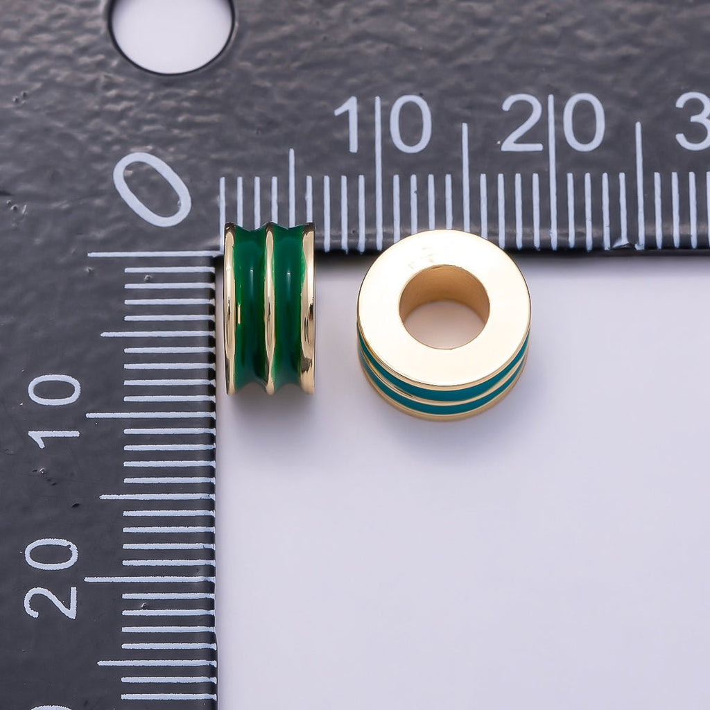 16K Gold Filled 10mm Enamel Double Lined Rondelle Spacer Beads | Beads-00327 ~ Beads-00338