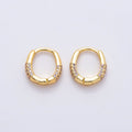 16K Gold Filled 10mm Micro Paved CZ Oval Cartilage Huggie Earrings | Earrings-00378