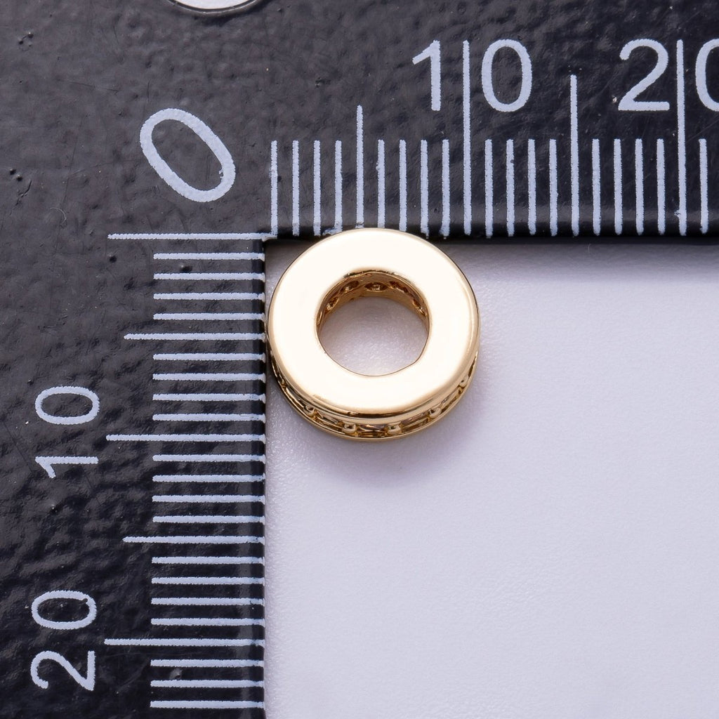 16K Gold Filled 10mm Micro Paved CZ Round Mini Spacer Rondelle in Gold & Silver | Beads-00241 Beads-00242