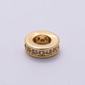 16K Gold Filled 10mm Micro Paved CZ Round Mini Spacer Rondelle in Gold & Silver | Beads-00241 Beads-00242