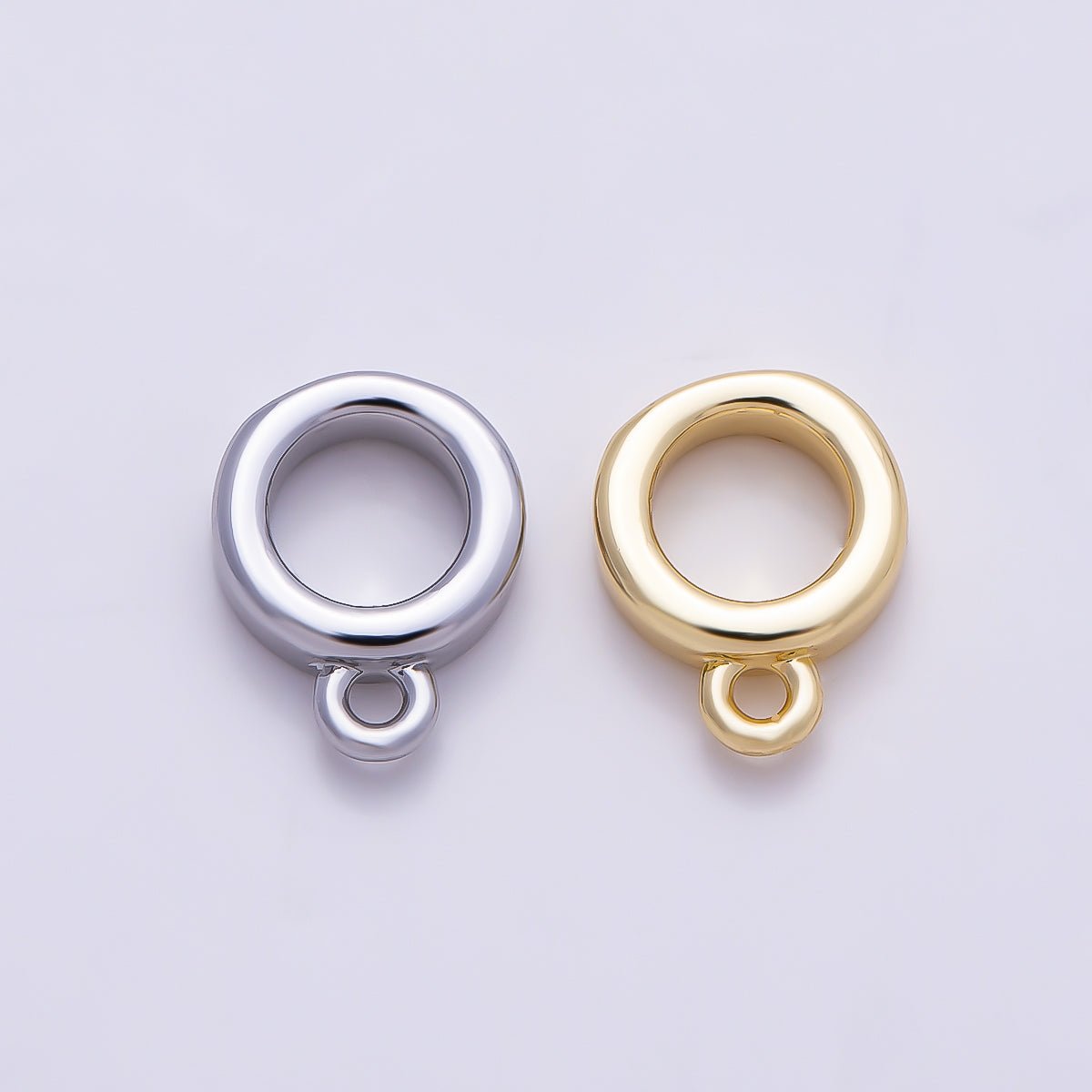 16K Gold Filled 10mm Minimalist Drop Rondelle Collar Chain Bail Findings in Gold & Silver | Findings-00410 Findings-00411