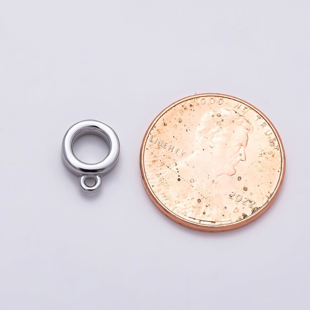 16K Gold Filled 10mm Minimalist Drop Rondelle Collar Chain Bail Findings in Gold & Silver | Findings-00410 Findings-00411