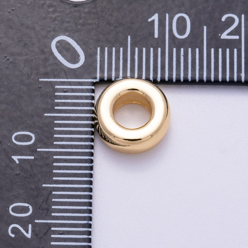 16K Gold Filled 10mm Minimalist Round Geometric Spacer Rondelle in Gold & Silver | Beads-00237 Beads-00238