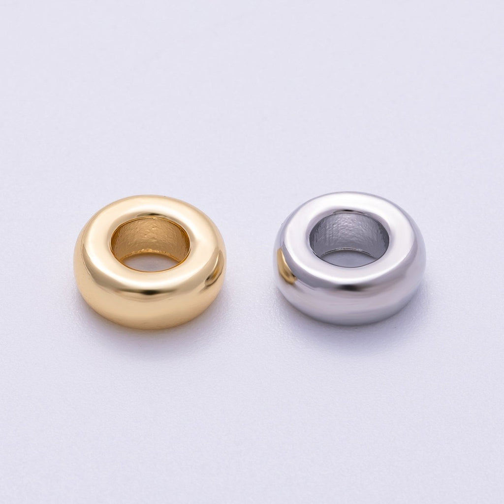16K Gold Filled 10mm Minimalist Round Geometric Spacer Rondelle in Gold & Silver | Beads-00237 Beads-00238