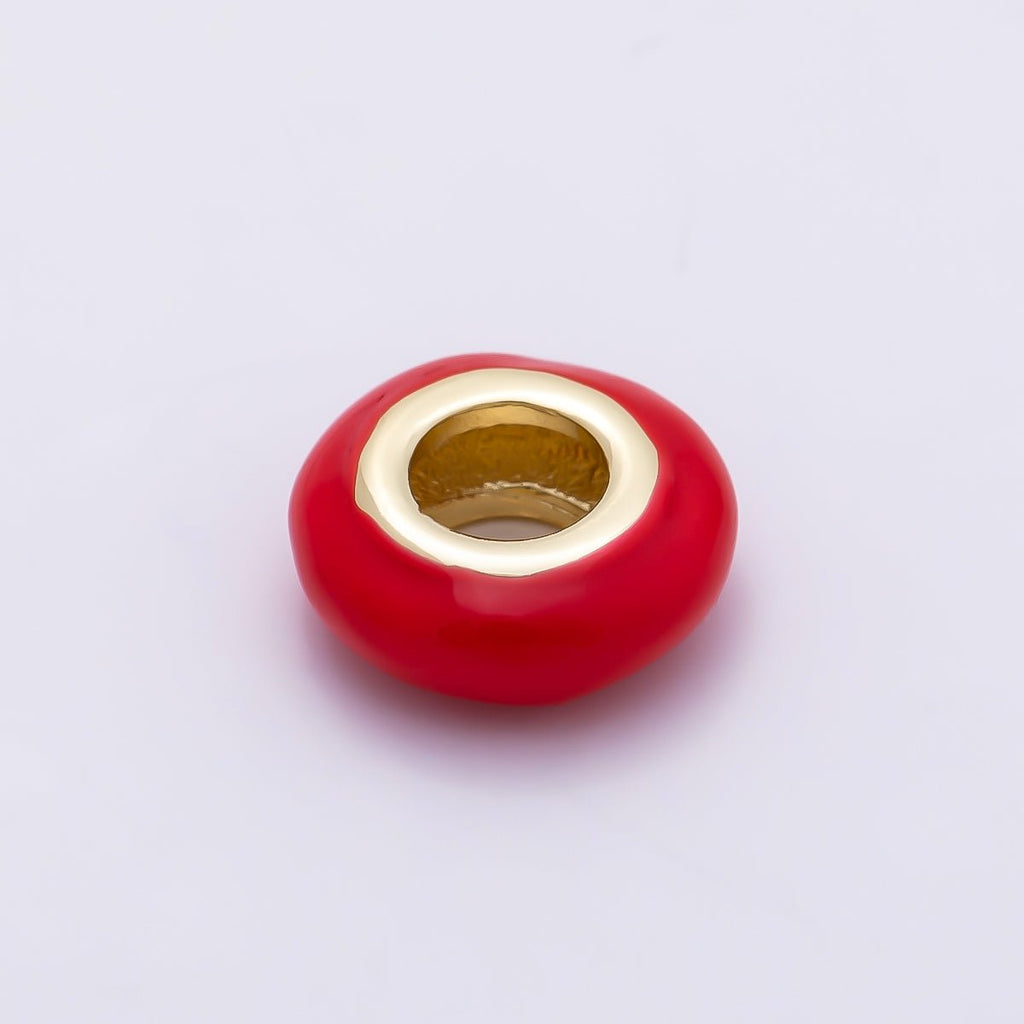 16K Gold Filled 10mm Personalized Birth Month Enamel Rondelle Bead | Beads-00466 ~ Beads-00477