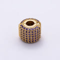 16K Gold Filled 10mm Purple Micro Paved CZ Hinged Clip Wide Bead | Beads-00520