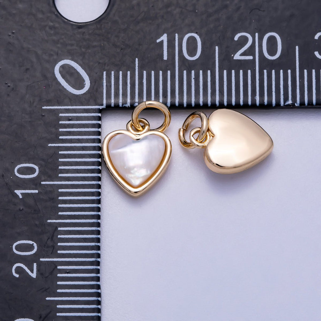16K Gold Filled 10mm Shell Pearl Heart Bezel Mini Charm | Charms-00593