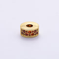 16K Gold Filled 10mm Snap Clip Open Micro Paved CZ Birthstone Spacer Rondelle Personalized Set | Beads-00220 ~ Beads-00231