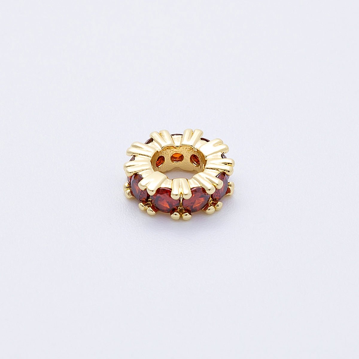 16K Gold Filled 11mm Birthstone Micro Paved CZ Personalized Rondelle Spacer Set | Beads-00065 ~ Beads-00076