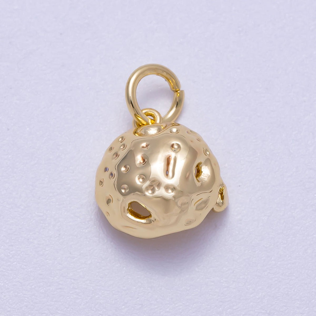 16K Gold Filled 11mm Hammered Dome Geometric Charm | Charms-00626