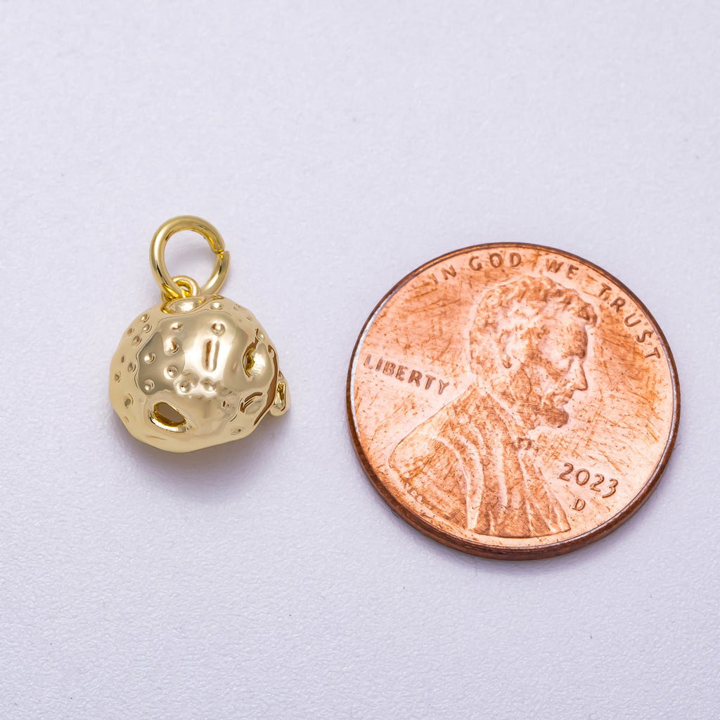 16K Gold Filled 11mm Hammered Dome Geometric Charm | Charms-00626