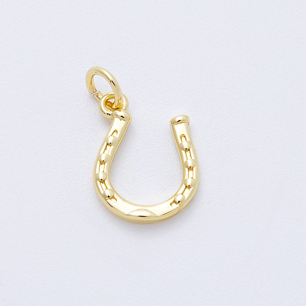 16K Gold Filled 12.5mm Horseshoe Double Sided Multidimensional 3D Mini Charm | Charms-00129